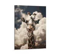 Canvas Giraffe in The Clouds Wall Art Modern Framed Print Painting Artwork Minimalist Pictures Decor Classic Home Wall Decoration Ready to Hang for Living Room Bedroom Office