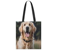 Canvas Handbag, Large Capacity Tote Bags, Reusable Shopping Bag | Funny Golden RetrieverLightweight Grocery Bag with Handle, machine shrink resistant for beach Work Travel