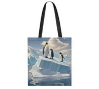 Canvas Handbag, Large Capacity Tote Bags, Reusable Shopping Bag | Penguins On The IcebergLightweight Grocery Bag with Handle, machine shrink resistant for beach Work Travel