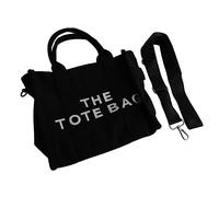 Canvas Handbag, Women's Canvas Bag with Exquisite Stitching, Black Color Adjustment Strap for Beaches for Daily Items (Free Size)