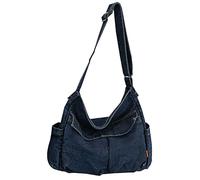 Canvas Hobo Bags for Women Denim Tote Bags Travel Shopper Shoulder Crossbody Bags Large Capacity Handbags, B-dark Blue