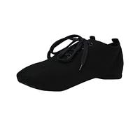 Canvas Jazz Boots Lace Up Black/White Split Sole Ballet Dance Shoes Jazz Shoes for Girls, Boys, Kids - Modern Stage, Irish Dance, Hard Jig, Gymnastics Dancing Slippers