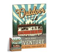 Canvas Jigsaw Puzzle - Retro Poster Camper Van 366 Pieces