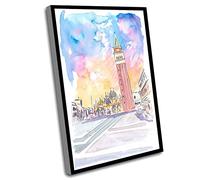 Canvas Kitchen Wall Art,Dining Wall Decor Farmhouse,Quiet Afternoon On St Marks Square In Venice Wall Decoration Edition Fine Art Print Watercolor Prints Painting,12x16 Inch UnFramed Wall Art