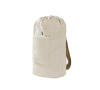 Canvas Laundry bag, Washable Laundry backpack, Adjustable Straps, Large Front Pocket, Drawstring Closure (BEIGE, X-Large)