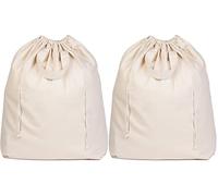 Canvas Laundry Bags - Extra Large, Heavy Duty, 100% Cotton Laundry Bag with Straps, Handles and Drawstring - College Dorm Laundry Bag in XL Size - Washable, Foldable Laundry Basket Liner (2 Pack)