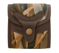 Canvas Leather Rifle Cartridge Holder Ammo Wallet for 5 Shells 308 30-30,30-06 (Khaki)