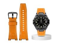 Canvas leather watch strap fit for Casio G-SHOCK GST-B100 S130 W300GL 400G W330 GST-W120L s120 W130L S100 Series watch accessorie(Yellow black buckle)
