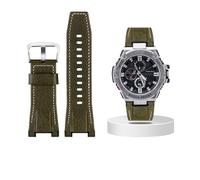 Canvas leather watch strap fit for Casio G-SHOCK GST-B100 S130 W300GL 400G W330 GST-W120L s120 W130L S100 Series watch accessorie(Green silver buckle)