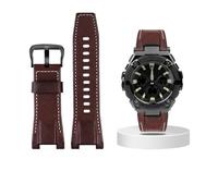 Canvas leather watch strap fit for Casio G-SHOCK GST-B100 S130 W300GL 400G W330 GST-W120L s120 W130L S100 Series watch accessorie(Brown black buckle)