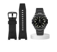 Canvas leather watch strap fit for Casio G-SHOCK GST-B100 S130 W300GL 400G W330 GST-W120L s120 W130L S100 Series watch accessorie(Black canvas black)