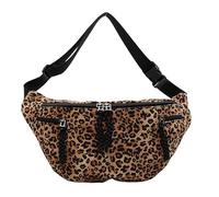Canvas Leopard Crossbody Bag Trendy Bum Bag for Women Sling Shoulder Bag (Brown)