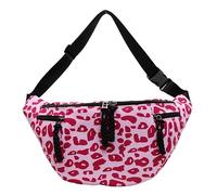 Canvas Leopard Crossbody Bag Trendy Bum Bag for Women Sling Shoulder Bag (Pink)