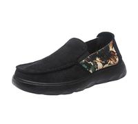 Canvas Loafers Shoes for Men, Slip On Walking Casual Driving Shoes Breathable Soft Shoe Solid Color Trainers Footwear Lightweight Comfortable Sneakers Outdoor Old Cloth Shoe Black