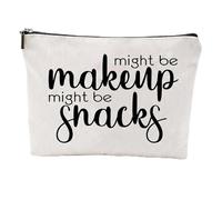 Canvas Makeup Bag, Cream Cosmetic Zip Pouch for Travel, Office, 1-Pack