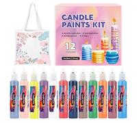 Canvas Markers - Acrylic Paint Pens | Art Markers | 12 Vibrant Colors Fun Candle Paint Pen | Writing Drawing Decorating Kit For Festival Wedding Holiday Birthday Party Crafts On Glass Tote Bags Cotton