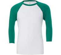 Canvas Mens 3/4 Sleeve Baseball T-Shirt (2XL) (White/Kelly Green)