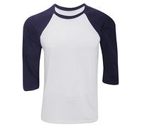 Canvas Mens 3/4 Sleeve Baseball T-Shirt (2XL) (White/Navy)