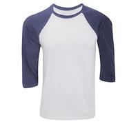 Canvas Mens 3/4 Sleeve Baseball T-Shirt (L) (White/Denim)