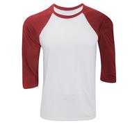Canvas Mens 3/4 Sleeve Baseball T-Shirt (L) (White/Red)