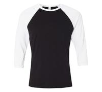 Canvas Mens 3/4 Sleeve Baseball T-Shirt (S) (Black/White)