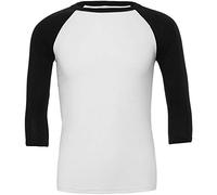 Canvas Mens 3/4 Sleeve Baseball T-Shirt (S) (White/Black)