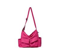 Canvas Messenger Bag Large Hobo Crossbody Bag with Multiple Pockets Casual Shoulder Tote Bag for Women and Men, Dragonfruit, L13.3 in/34cm*W5.9 in/15cm*H15.7 in/40cm