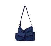 Canvas Messenger Bag Large Hobo Crossbody Bag with Multiple Pockets Casual Shoulder Tote Bag for Women and Men, Navy, L13.3 in/34cm*W5.9 in/15cm*H15.7 in/40cm, Navy
