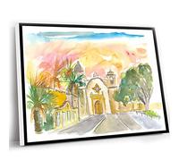 Canvas Modern Wall Art,Funny Bedroom Decor,Carmel By The Sea,California Mission At Sunset. Wall Decoration Edition Fine Art Print Watercolor Prints Painting,12x16 Inch UnFramed Wall Art