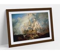 CANVAS MONKEY J M W Turner The Battle Of Trafalgar Framed Wall Art Print Picture - A1 - Walnut Frame