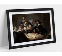 CANVAS MONKEY Rembrandt, The Anatomy Lesson Framed Wall Art Print Picture - A4 - Black Frame