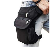Canvas Outdoor Travel Waist Pack Thigh Bag for Men Women Tactical Military Motorcycle Bike Multi-Pocket Drop Leg Bags Pouch, Black