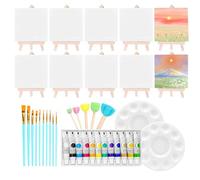 Canvas Paint Set | 10 Piece Acrylic Paint Strips Canvas Set - Washable Learning Aids Portable Drawing Supplies for Kids Adult Artists Home Classroom Craft Activities