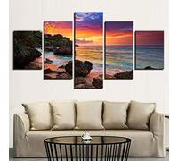 Canvas Painting Beach Sunrise Landscape 5 Pieces Wall Art Painting Modular Wallpapers Poster Print For Living Room Bedroom Dining Room Office Kids Room Wall Mural Home Decor/Without Fram-4654741888