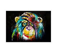 Canvas Painting colour Thinking Monkey Wall Art Canvas Print Abstract Animal Poster Painting Home Decor Picture For Room 70x98cm(28x38in) Frameless