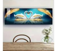 canvas painting decoration modern canvas wall art, white swan poster and prints, animal print landscape home decor(35x105cm/Frameless)