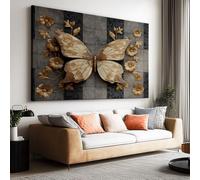 Canvas Painting Dreamy Butterfly Florals Printed Decorative Wall Art, Luxurious Style Digital Painting, 120 x 60 cm (L x W) Luxury Frameless Wall Art for Home Decor Frameless Canvas