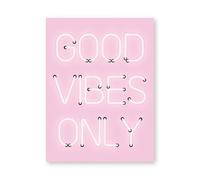 Canvas Painting Good Vibes Only Quote Poster Neon Lights Sign Inspirational Print Pink Quotes Wall Art Pictures Home Decor 40X50Cm Unframed