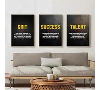 Canvas Painting Modern Motivational Quotes Poster Print Black Background Golden Font HD for Living Room Home Decor 30x40cm-3Pcs Frameless