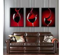 Canvas Painting Modern Wall Art Abstract Red Wine Dancing Poster And Print For Bar Living Room Bedroom Home Decoration 50x70cm-3Pcs Frameless