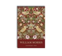 Canvas Painting PicturesWilliam Morris Print Strawberry Thief Poster Vintage Bird Floral Art Nouveau Wall Decor Red Green Botanical Garden Kitchen Home Dining Room Decoration 16x24inch wood Frame