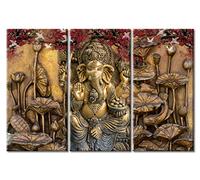 Canvas Painting Wall Art Hindu God Ganesha Canvas Prints Framed Art Wall Decor Artwork for Home Walls Elephant Sculpture Living Room Wall Decor Home Decorations Gifts, 42x28 Inches