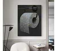 Canvas Painting Wall Art Toilet Roll Paper Color Glitter Diamond Creative Print Pictures For Bathroom Decor Poster 40x60cm(16x24in) Frameless