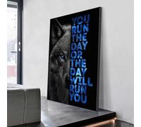 Canvas Painting Wild Lion Letter Motivational Quote Art Posters and Prints on Canvas Wall Art Picture for Home Decor 60x80cm frame
