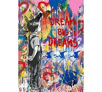 Canvas paintings Banksy boy Graffiti dream big dreams Art Abstract Canvas Painting Posters and Prints Wall Art Picture Room -40x60cm/15.7"x23.6" NoFrame
