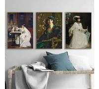 Canvas Paintings Portraits Of Renaissance Women Temperamental Women Victorian Retro Poster Wall Art Pictures Home Decor(50x75cm-3Pcs)