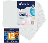Canvas Panels 24x30cm 12-Pack, 300 GSM Triple Primed Acid-Free 100% Cotton Paint Canvas for Painting, Blank Flat Canvas Board for Acrylics Oil Watercolor Tempera Paint