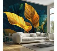 Canvas Peel and Stick Wall Mural Tropical Leaf Pattern Large Photo Wallpaper Botanical Print Self Adhesive Removable Fabric Wall Covering for Living Room 40x28 inches / 100x70 cm