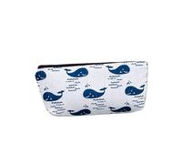 Canvas Pencil Case, Cute Printed Stationery Bag, Multi-Functional Storage Organizer Bag, Makeup Brush Organizer Bag (Whales)