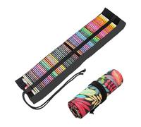 Canvas Pencil Wrap, 72 Holes Canvas Pen Roll Up Holder, Pencil Wrap Box, Canvas Pencil Wrap, Portable Bag Pencil Case for Artists, School, Office (without Pencils), multicoloured, No